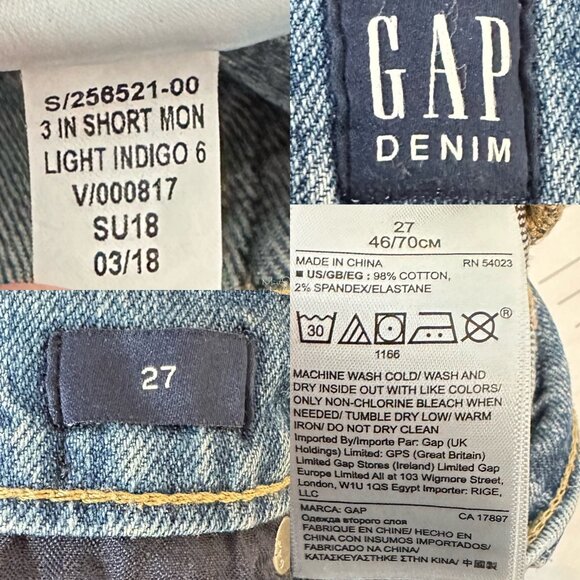 Gap 3" Medium Wash Raw Hem Jean Shorts - Picture 4 of 4